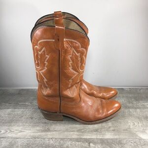 Vintage Berman’s Mens Brown Leather Cowboy Western Rancher Boots Sz 12 USA Made